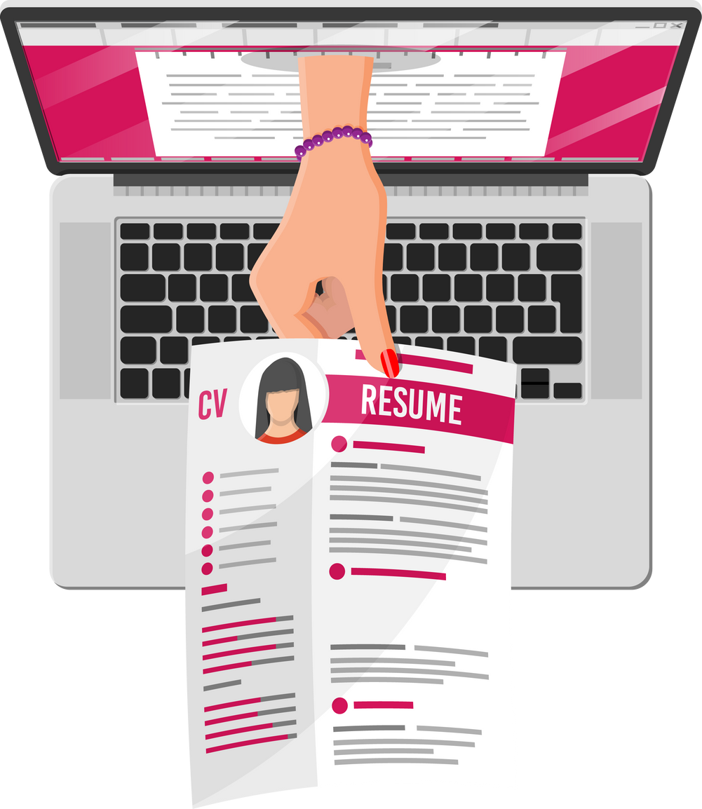 Job Resume Document Out from Laptop